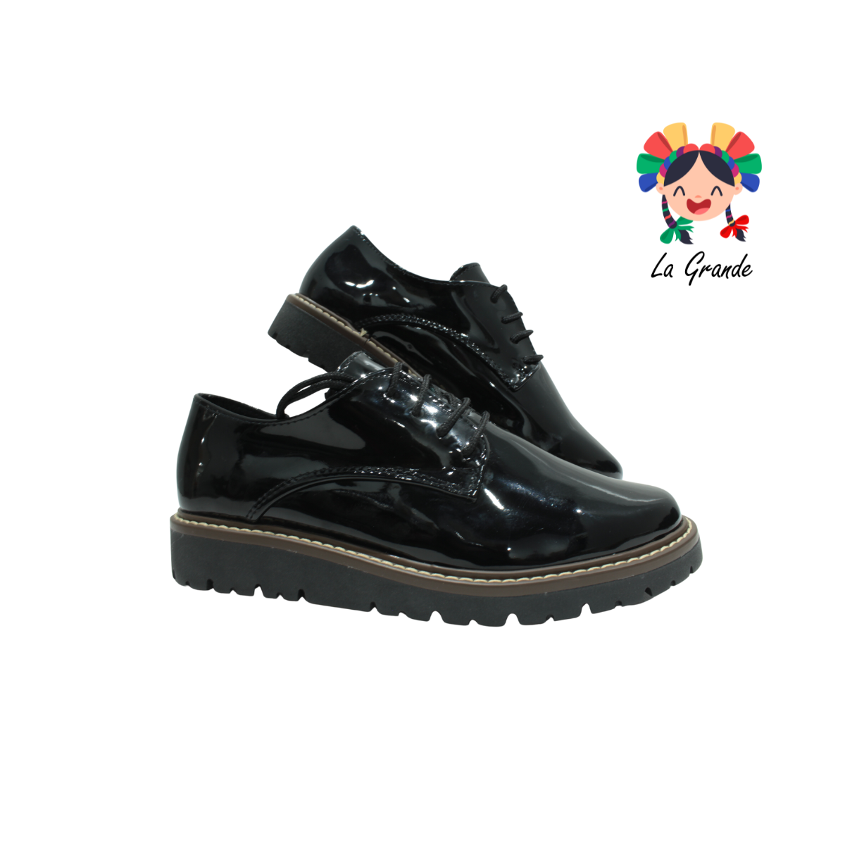 1989 YUL Negro Sint Charol Zapato Casual para Niña y Dama