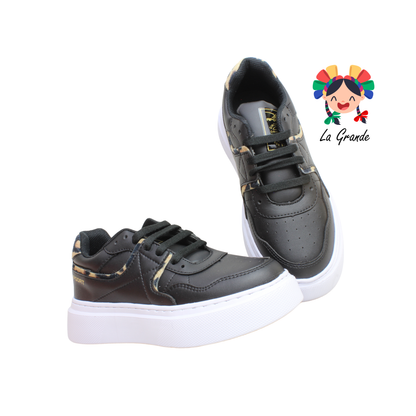 MY143 APOORT Negro Leopardo Piel Tenis Casual para Dama