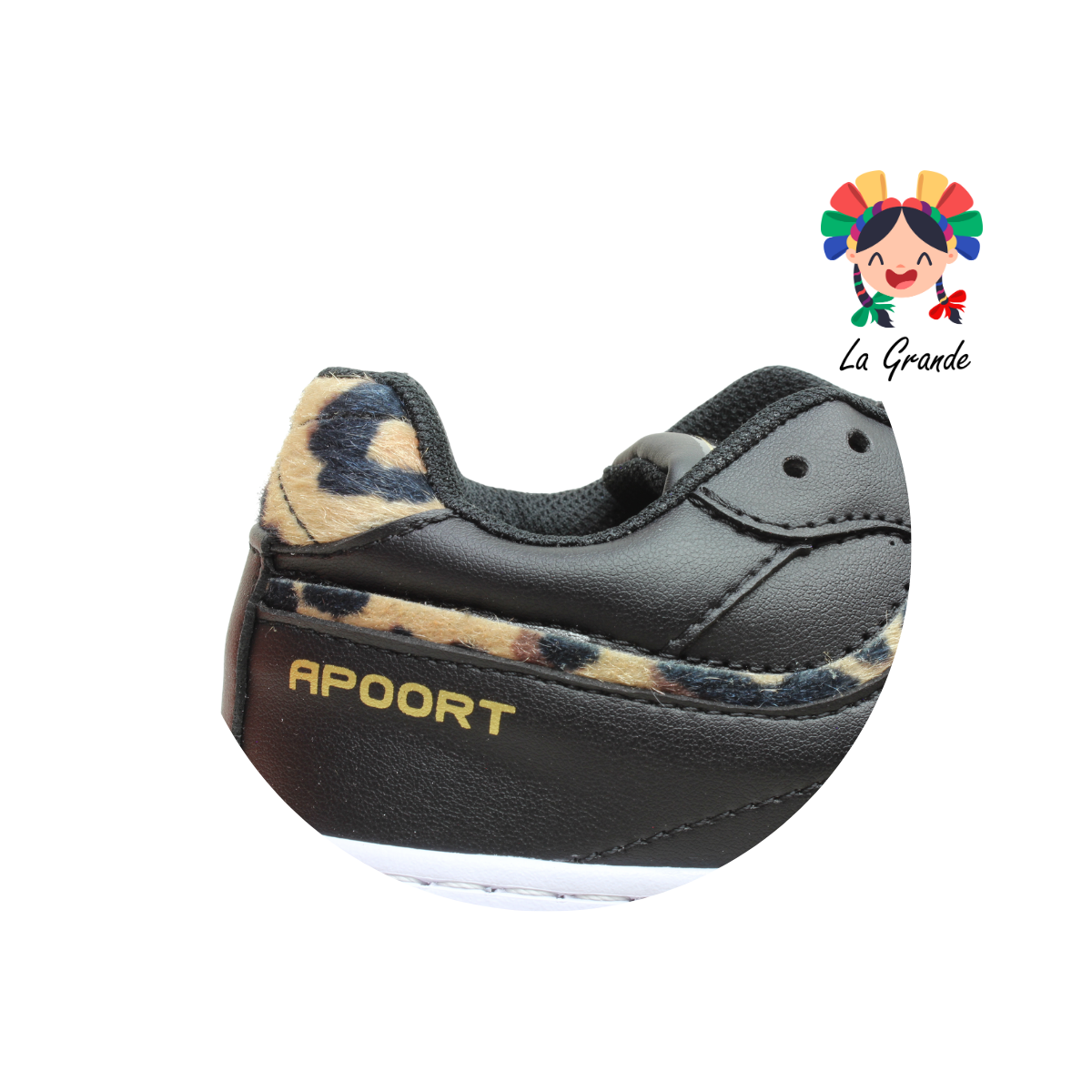 MY143 APOORT Negro Leopardo Piel Tenis Casual para Dama