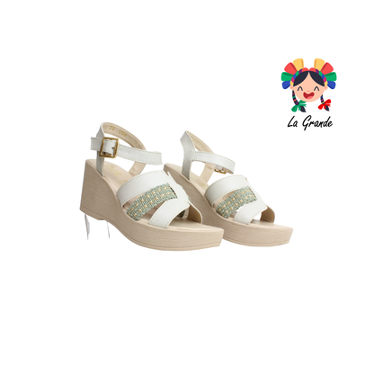 058 ROJO CEREZA Latte Verde Napa Sandalia con Plataforma para Dama