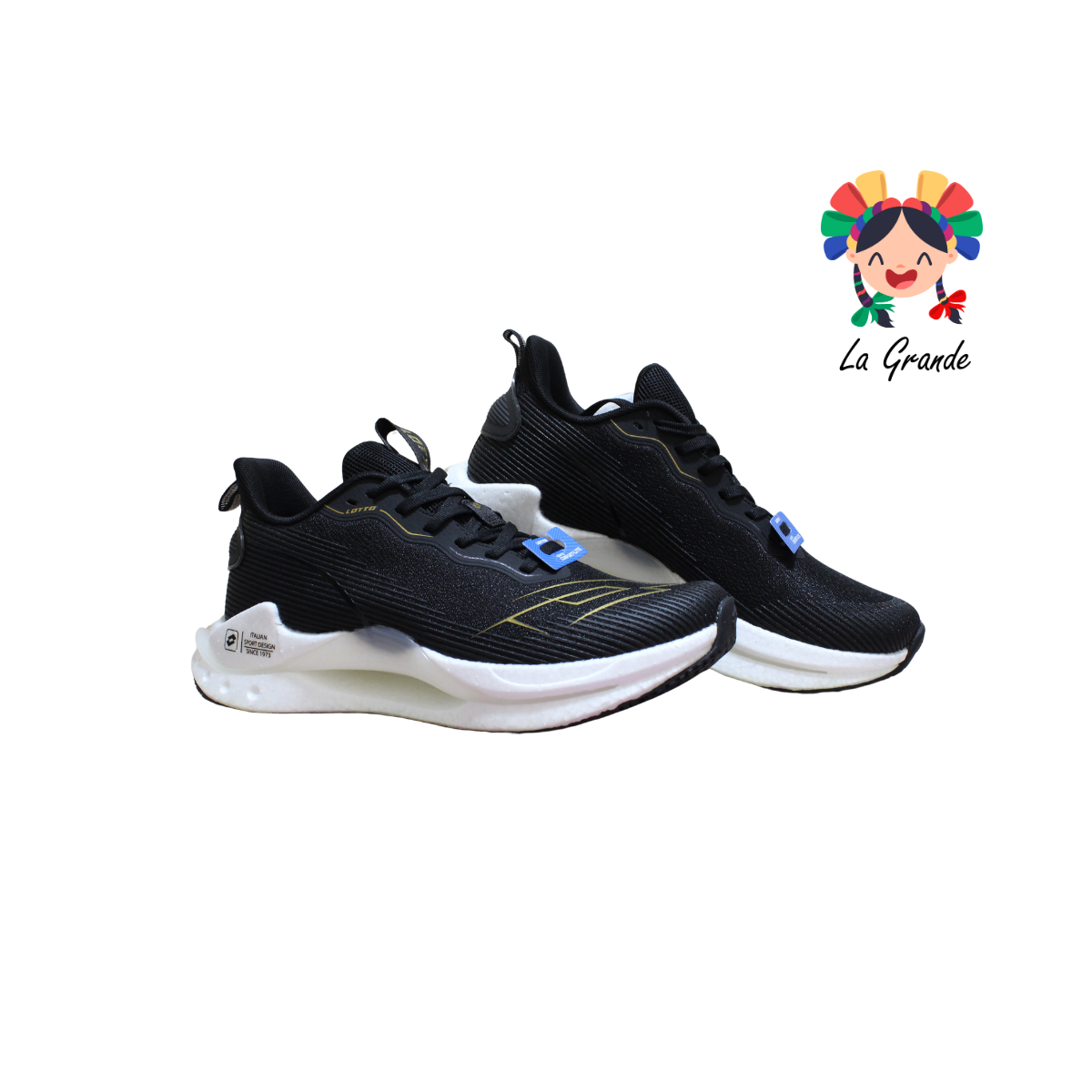 0H517002 LOTTO Negro Amarillo Tenis Casual para Caballero