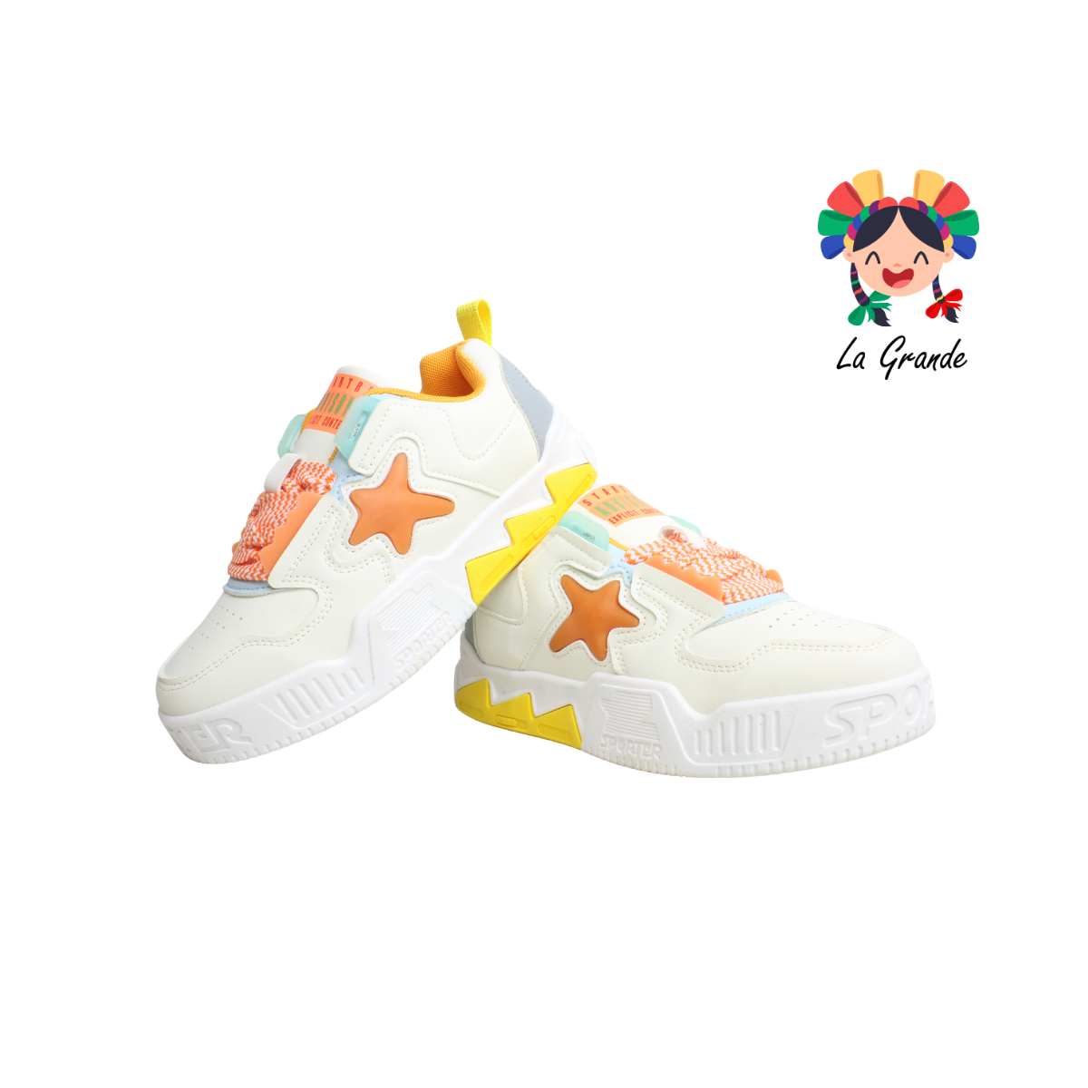 2316B-1C FOSUM Beige Naranja Sint Tenis Casual para Dama