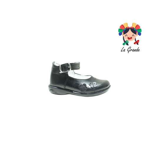 560 WIZZYZ Negro Piel Zapato Escolar para Bebé