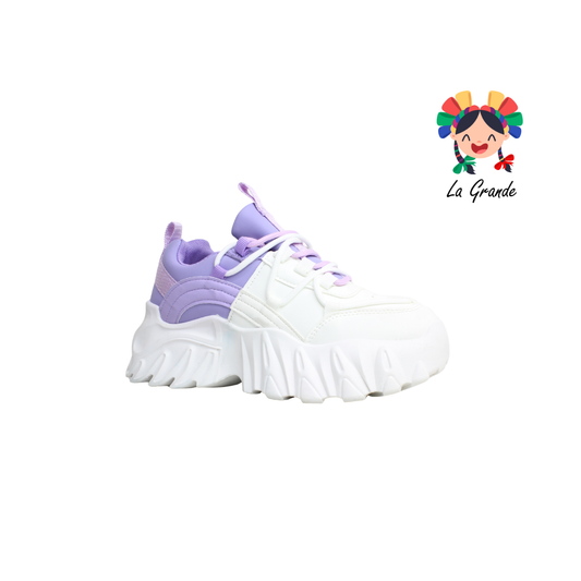 G03-3D FOSUM Blanco Lila Sint Tenis Casual para Dama