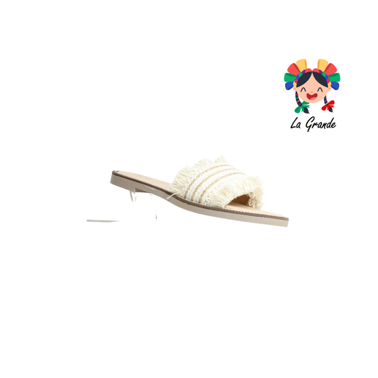 800 ROJO CEREZA Cristal Beige Textil Sandalia para Dama