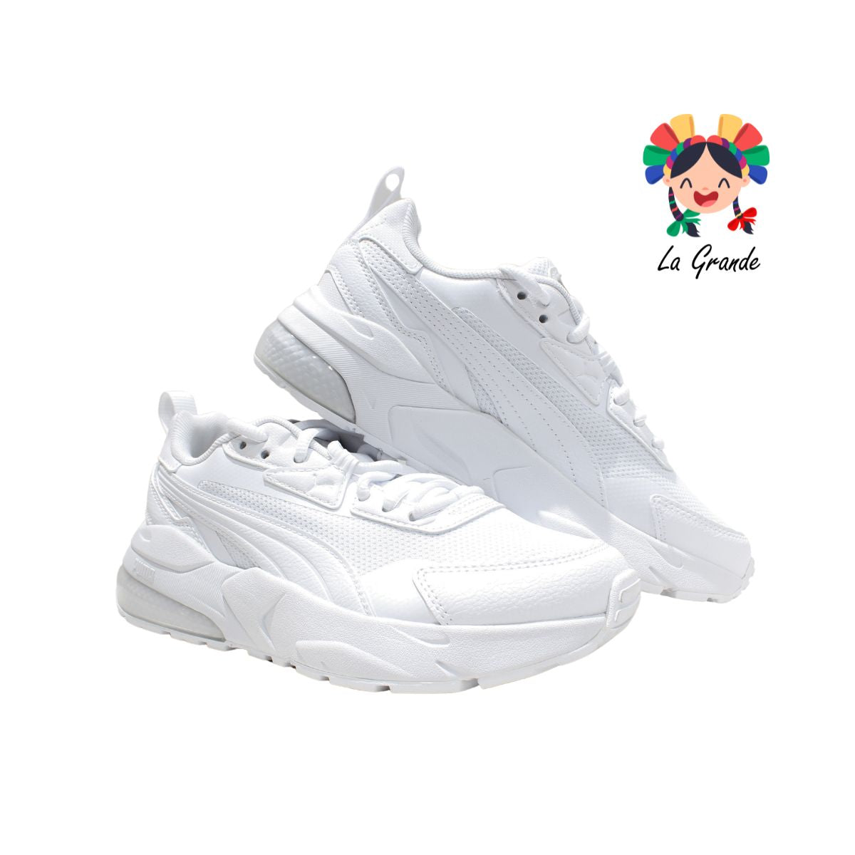 VIS2KJR PUMA Blanco Blanco Tenis Deportivo Original Importado para Dama y Joven