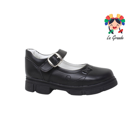 142 GABRIELA Negro Sintético Zapato Escolar con Suela Kity para Niña y Dama