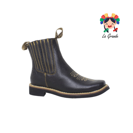 266 NOOKIE TOWN Negro Flother Piel Botin Vaquero para Joven y Caballero
