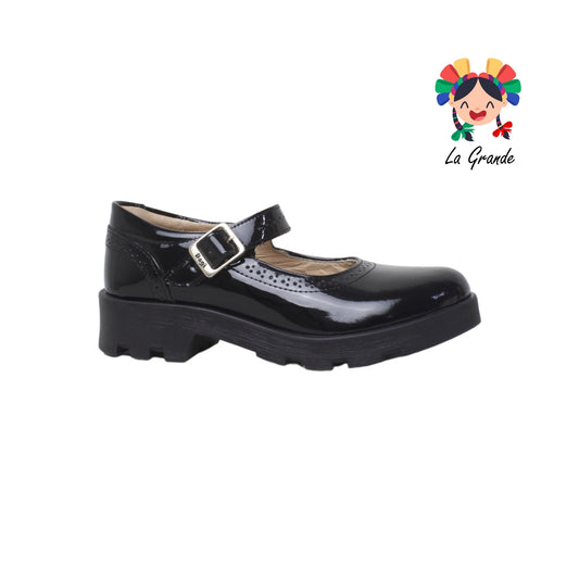 2835 DOGI Negro Charol Piel Zapato Escolar para Dama
