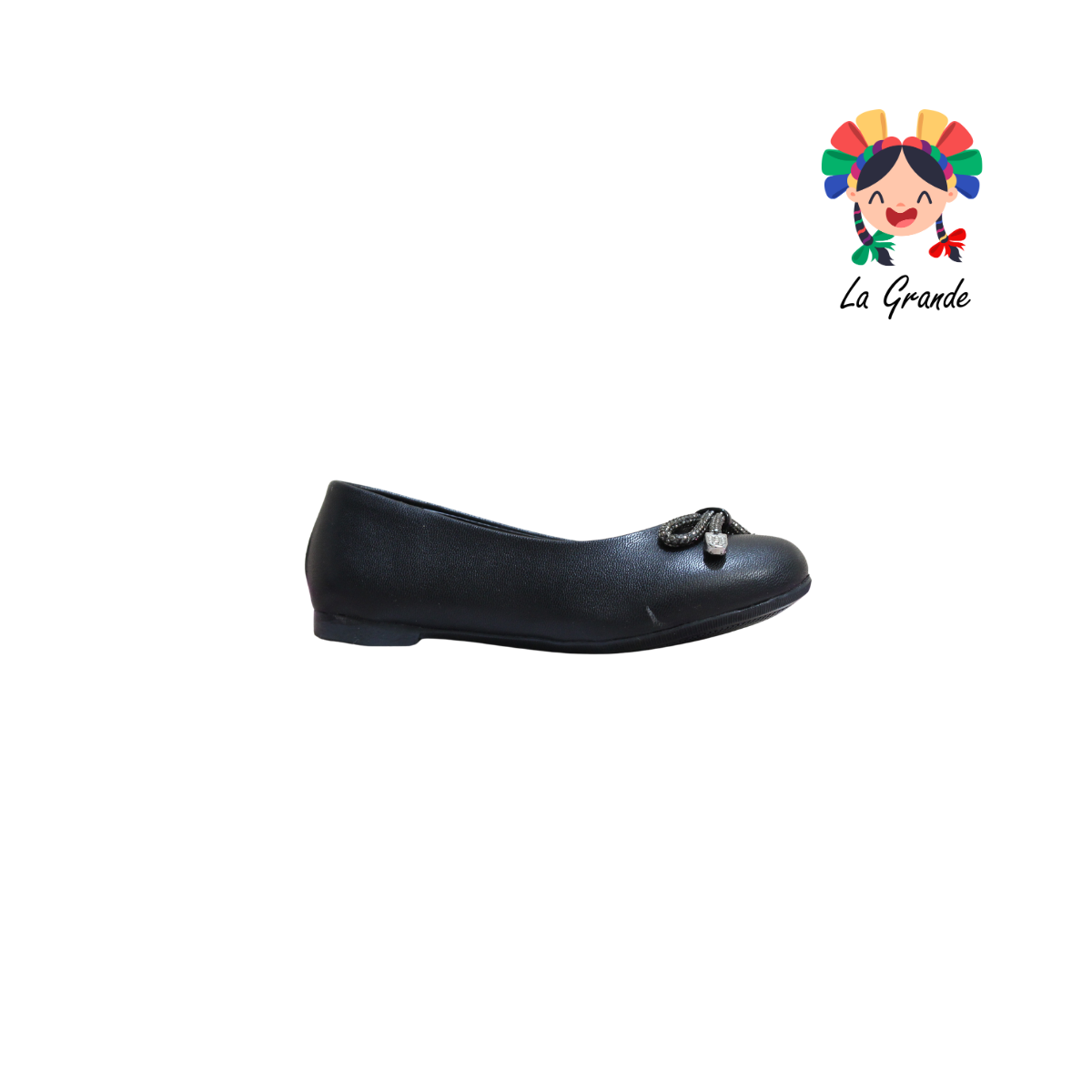 3500 YUL Negro Cabra Balerina Casual para Niña