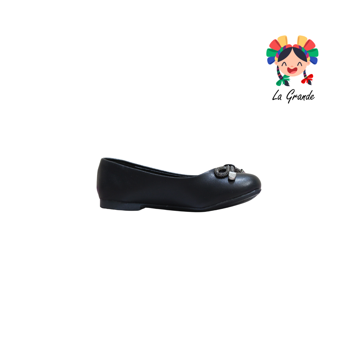 3500 YUL Negro Cabra Balerina Casual para Niña