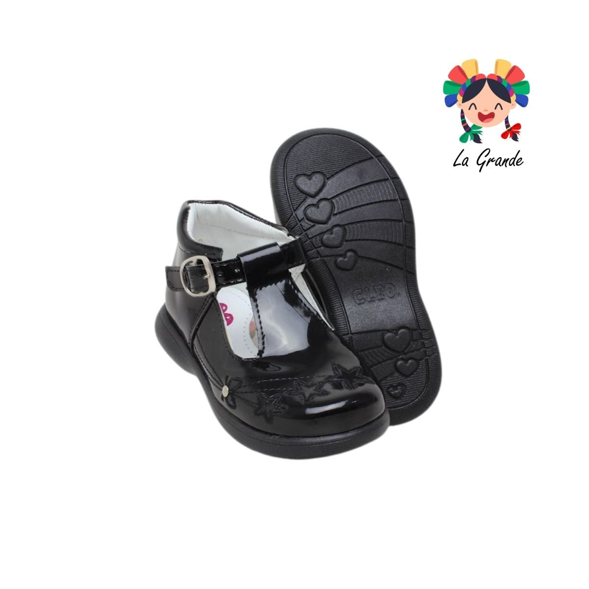 202-372 CLEO Negro Charol Zapato Escolar para Niña