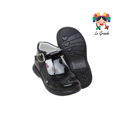 202-372 CLEO Negro Charol Zapato Escolar para Niña