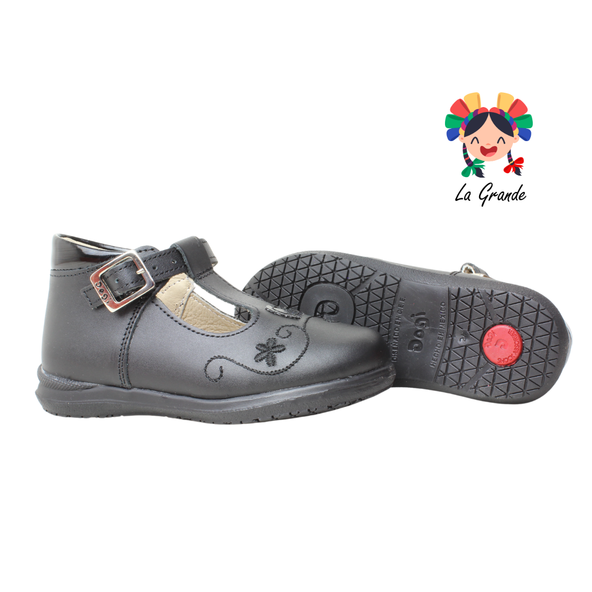 2020 DOGI Negro Piel Zapato para Niña
