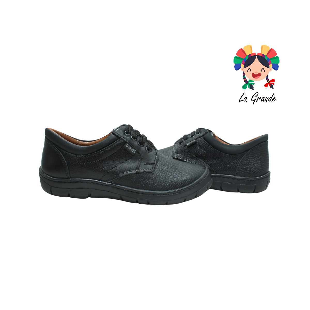 5041 DOGI Negro Piel Zapato Escolar para Niño y Joven