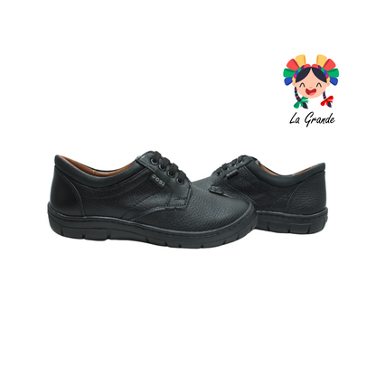 5041 DOGI Negro Piel Zapato Escolar para Niño y Joven