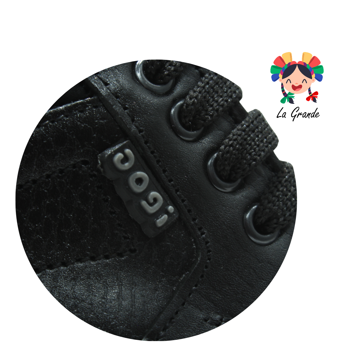5041 DOGI Negro Piel Zapato Escolar para Niño y Joven