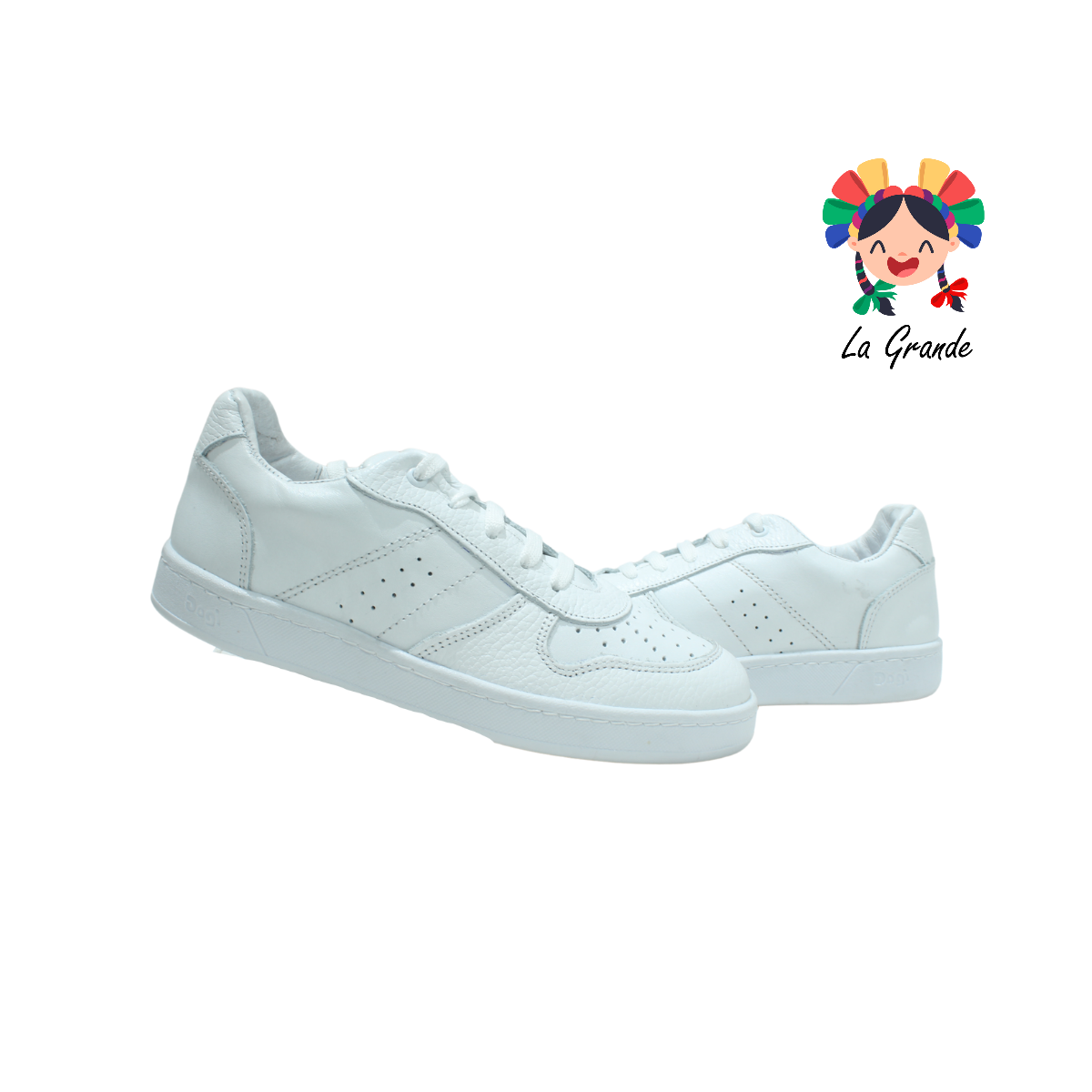 7277 DOGI Blanco Piel Tenis Escolar para Niña, Niño, Dama y Joven