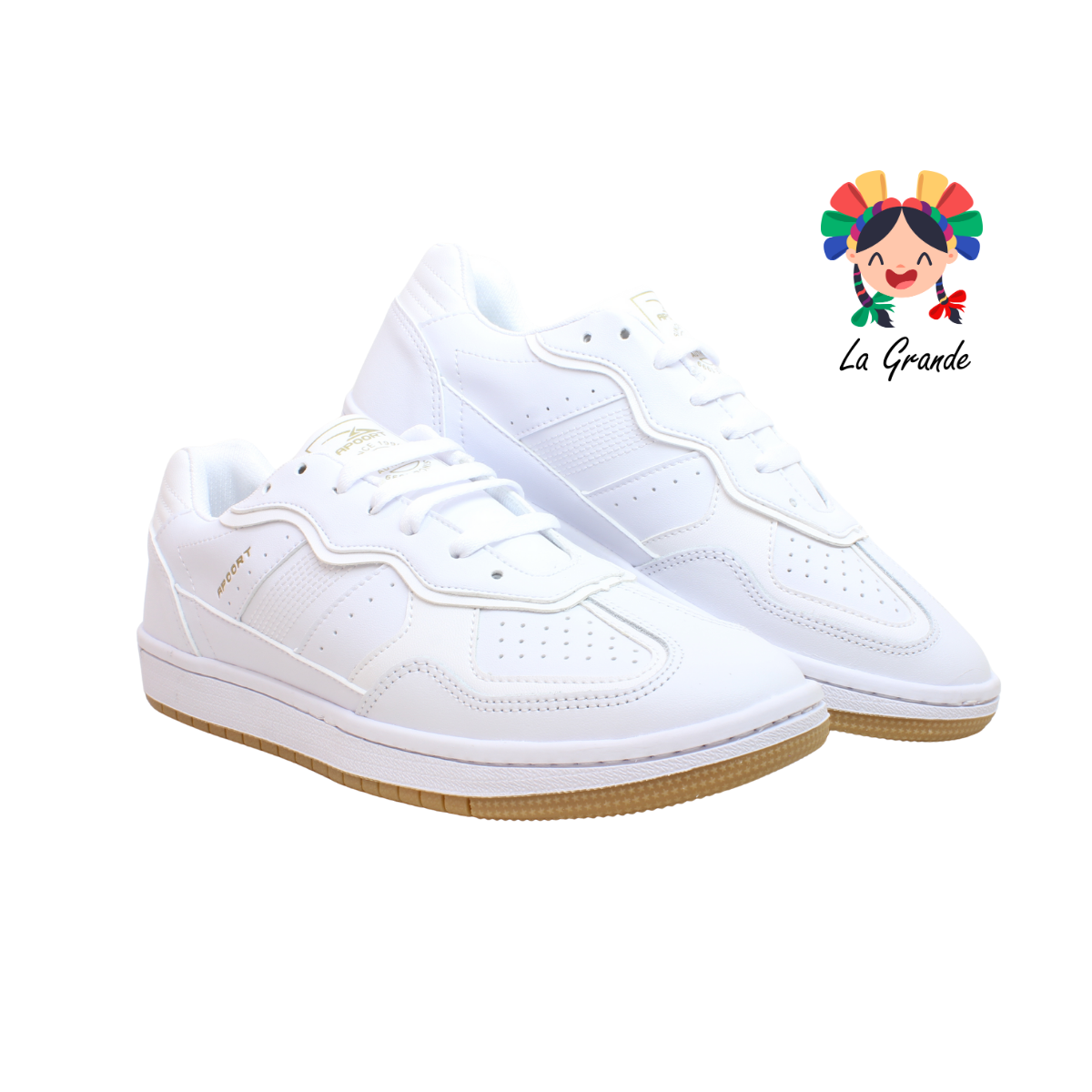 MY012 APOORT Blanco Piel Tenis Casual para Dama, Joven y Caballero