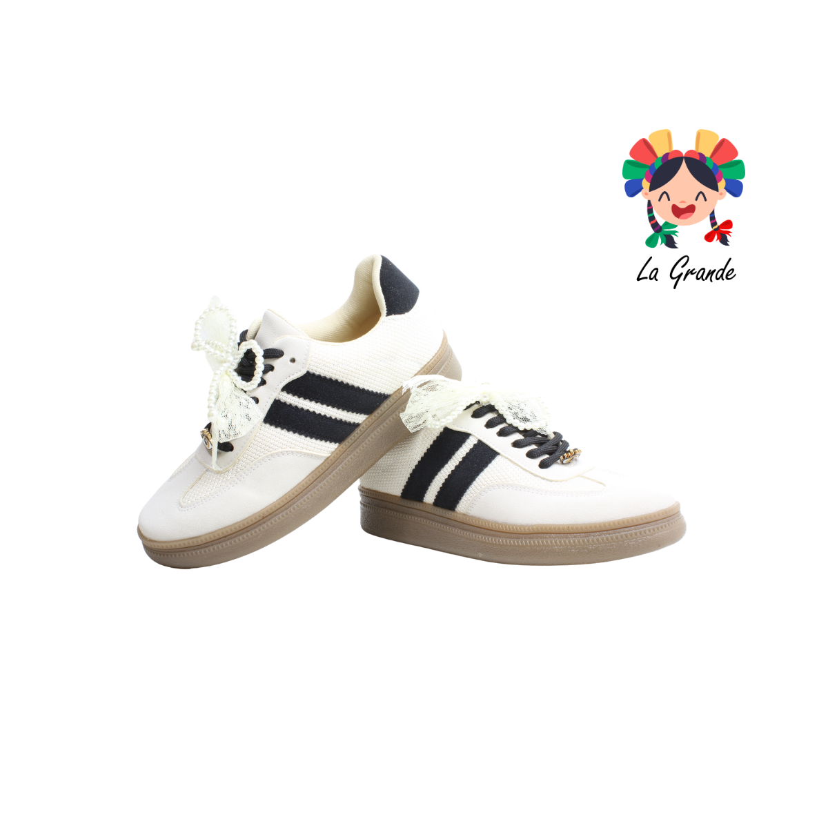 203 WILDCAT Latte Negro Tenis Casual para Dama