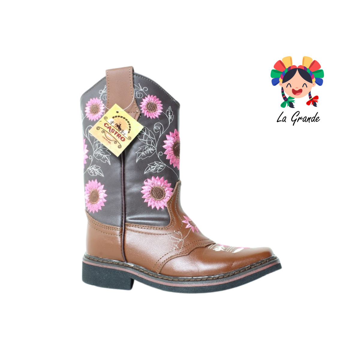 2040 CASTRO BOOTS Shedron Rosa con Bordados para Dama