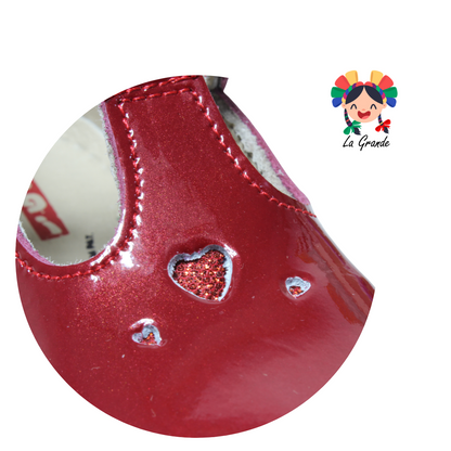 2040 DOGI Rojo Piel Charol Zapato Casual para Bebé