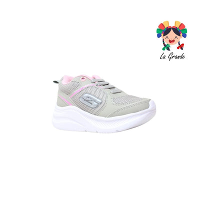 2040 TEAM PRAISE Gris Claro Rosa Tenis Deportivo para Niña