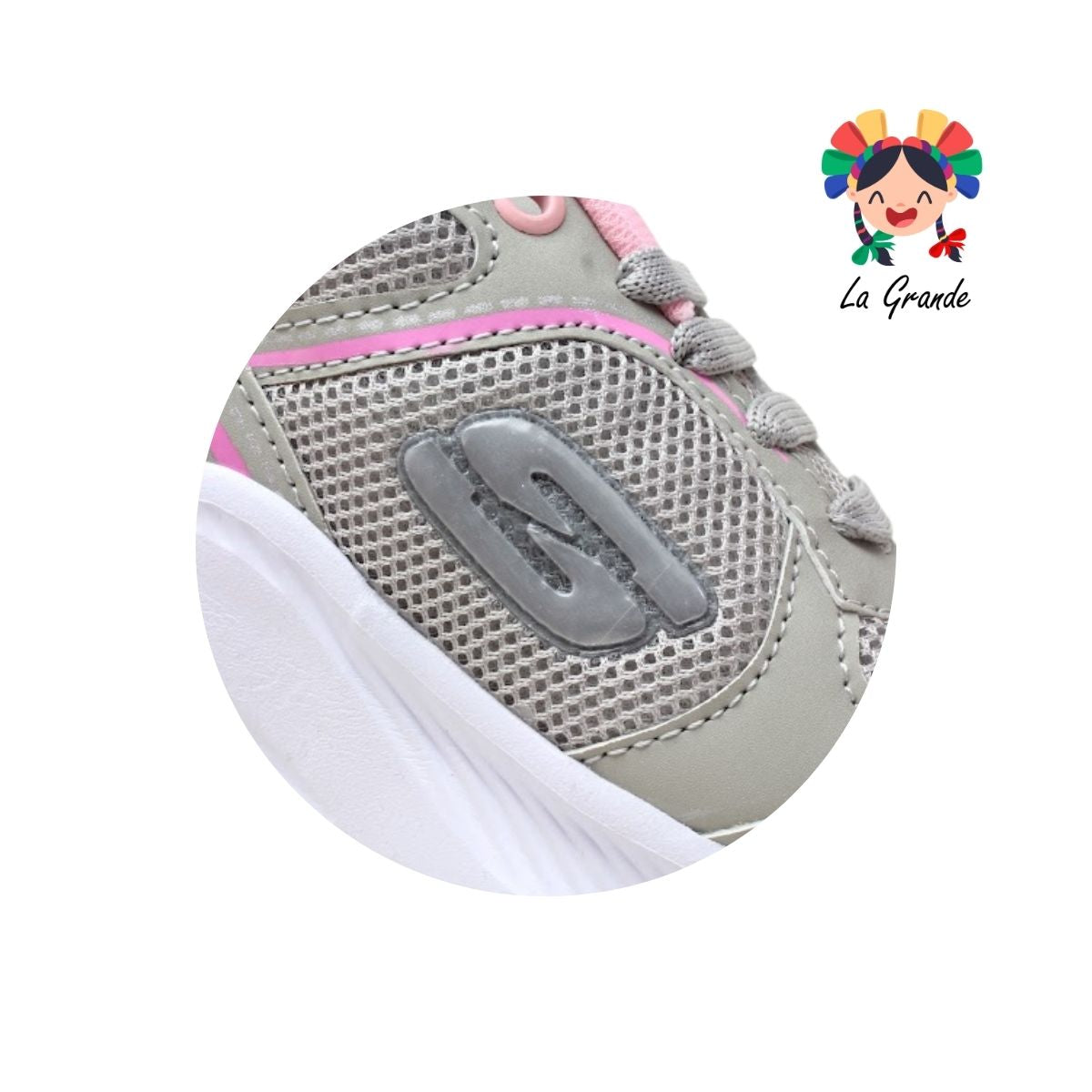 2040 TEAM PRAISE Gris Claro Rosa Tenis Deportivo para Niña