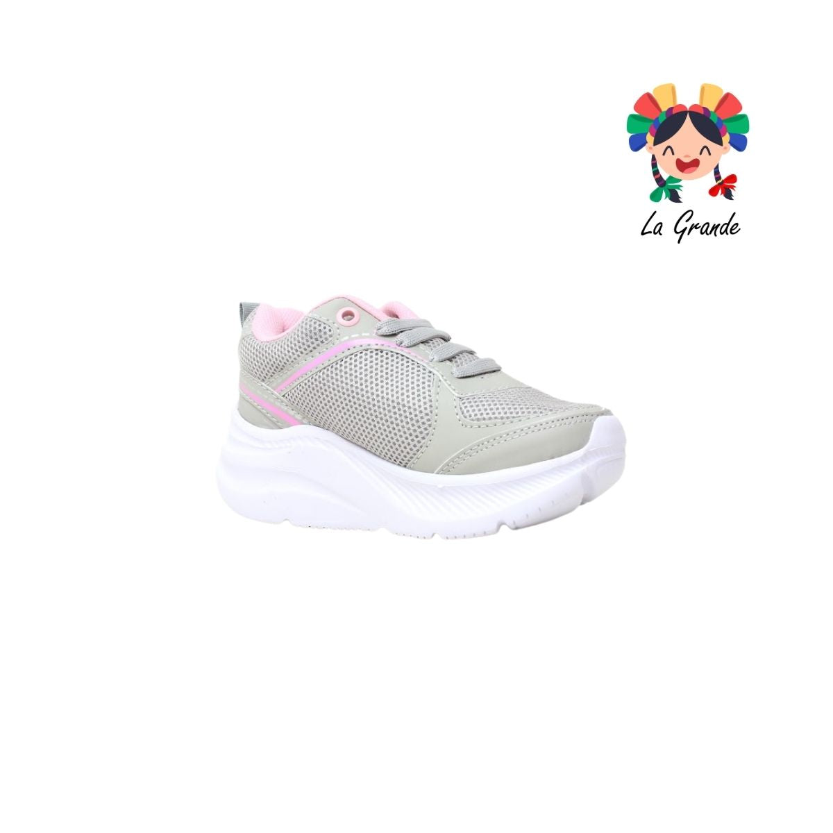 2040 TEAM PRAISE Gris Claro Rosa Tenis Deportivo para Niña