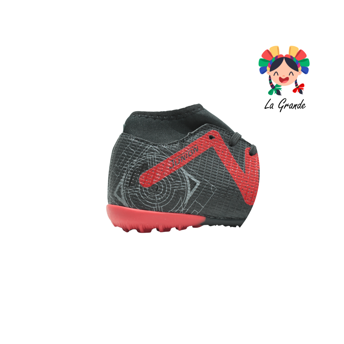 2042M UNION Negro Rojo Tenis de Fútbol Rápido con Calcetín para Niño,Joven y Caballero