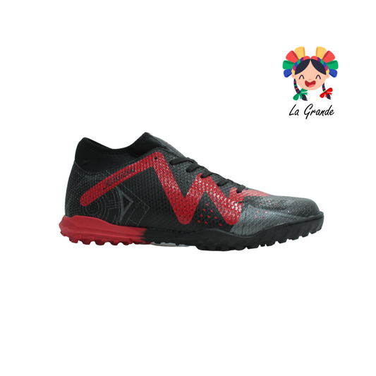 2042M UNION Negro Rojo Tenis de Fútbol Rápido con Calcetín para Niño,Joven y Caballero