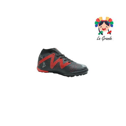 2042M UNION Negro Rojo Tenis de Fútbol Rápido con Calcetín para Niño,Joven y Caballero
