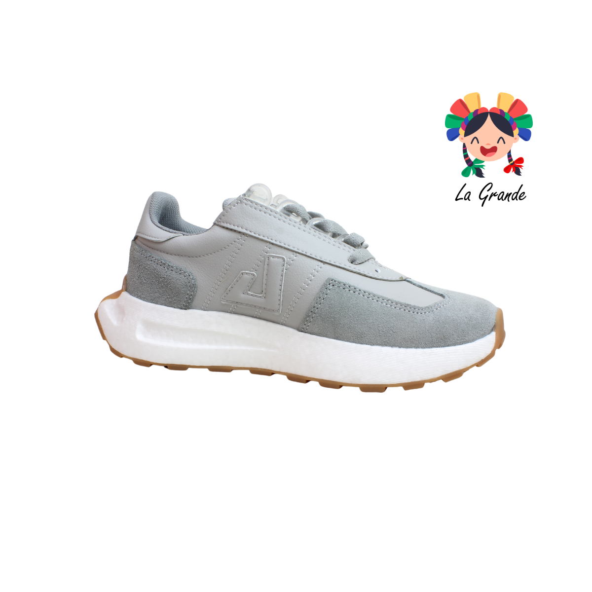 5025 APOORT Gris Piel Tenis Deportivo para Dama, Joven