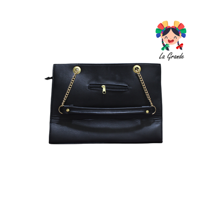 038 Ratón LUCCIANA Bolsa Casual En Color Bco/Ngo Cuadrada Con Cadena Para Dama