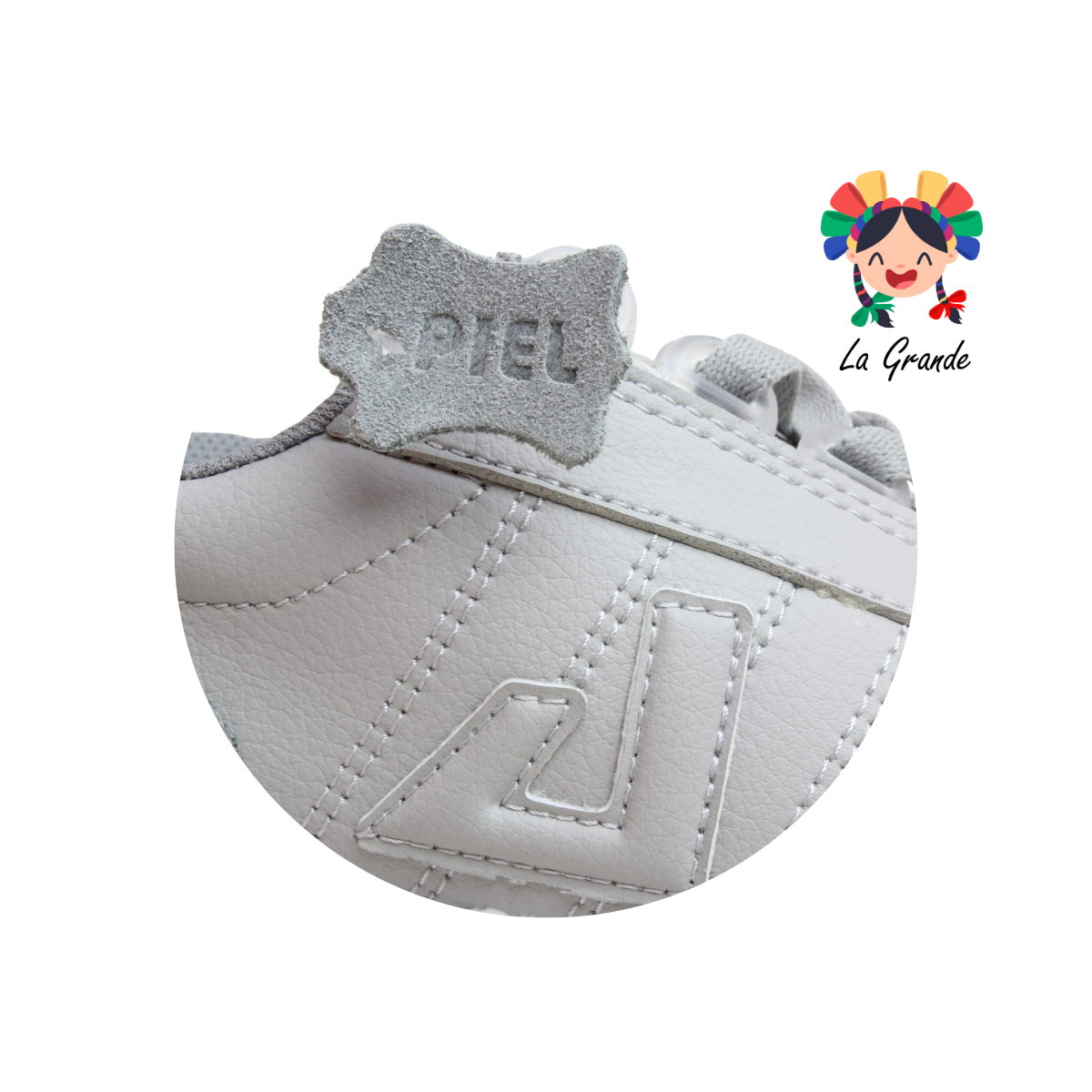 5025 APOORT Gris Piel Tenis Deportivo para Dama, Joven