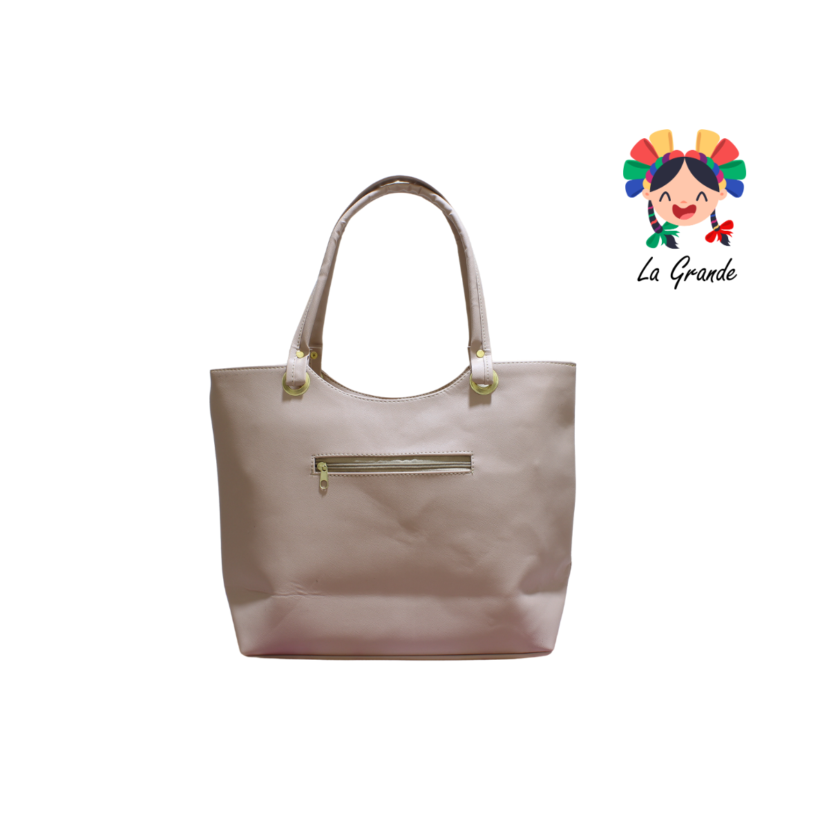 058 TONY Bolsa Grande Beige con Rombos Enfrente para Dama
