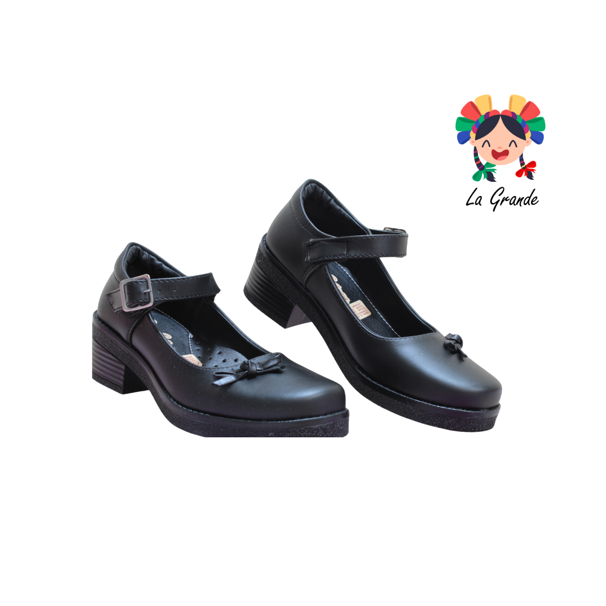 102 DULCE CEREZA Negro Sintético Zapato Escolar para Niña y Dama