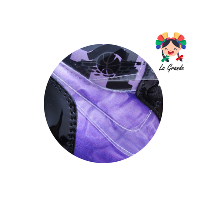 21000 PAOLA RAMIREZ Negro Lila Charol Tenis Casual para Bebe, Niña y Niño
