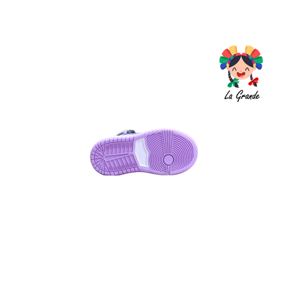 21000 PAOLA RAMIREZ Negro Lila Charol Tenis Casual para Bebe, Niña y Niño