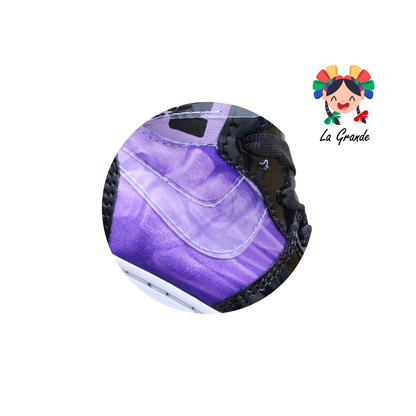 21000 PAOLA RAMIREZ Negro Lila Charol Tenis Casual para Bebe, Niña y Niño