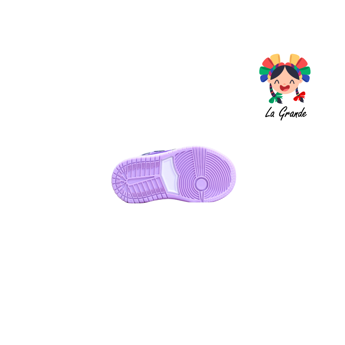 21000 PAOLA RAMIREZ Negro Lila Charol Tenis Casual para Bebe, Niña y Niño
