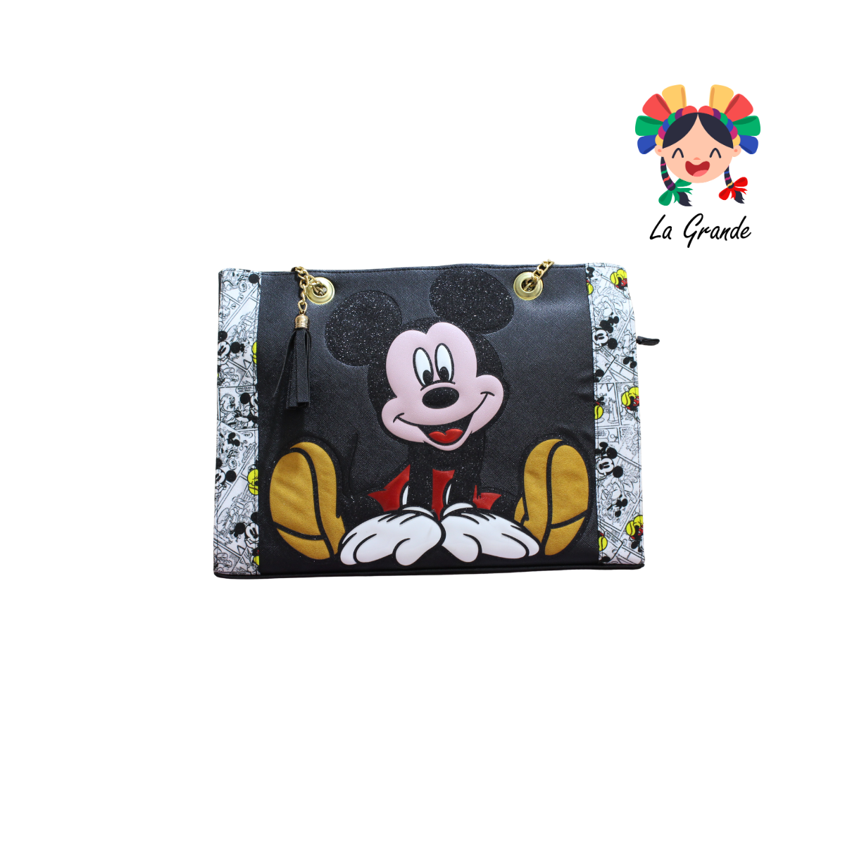 038 Ratón LUCCIANA Bolsa Casual En Color Multicolor Cuadrada Con Cadena Para Dama
