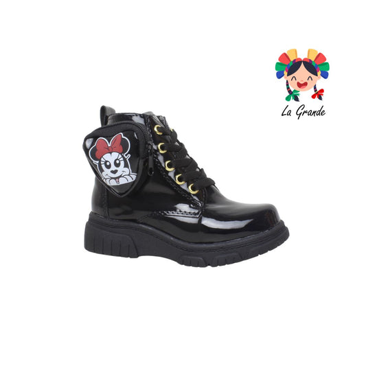2110 ANDRE LOV Negro Charol Bota Corta Casual para Niña