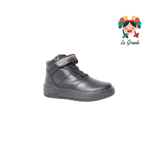 2133 ROKINO Negro Piel Zapato Escolar para Niño