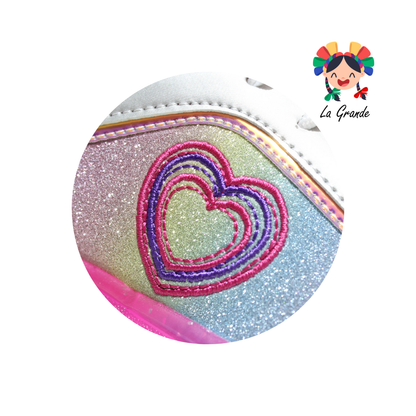1740 KINGS-LU Plata Fiusha Tenis Casual con Luces Led para Niña