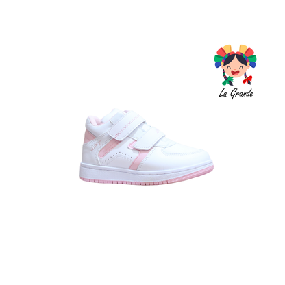 514 APT Blanco Rosa Napa Tenis Escolar para Niña