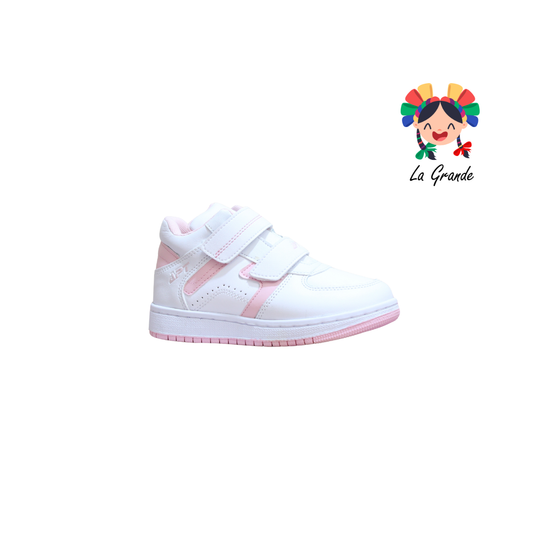 514 APT Blanco Rosa Napa Tenis Escolar para Niña