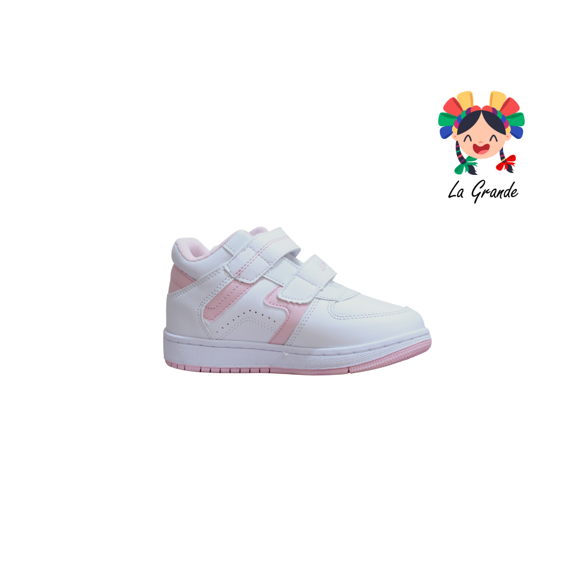 514 APT Blanco Rosa Napa Tenis Escolar para Niña