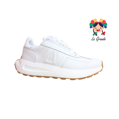 5025 APOORT Blanco Blanco Piel Tenis Deportivo para Dama, Joven y Caballero
