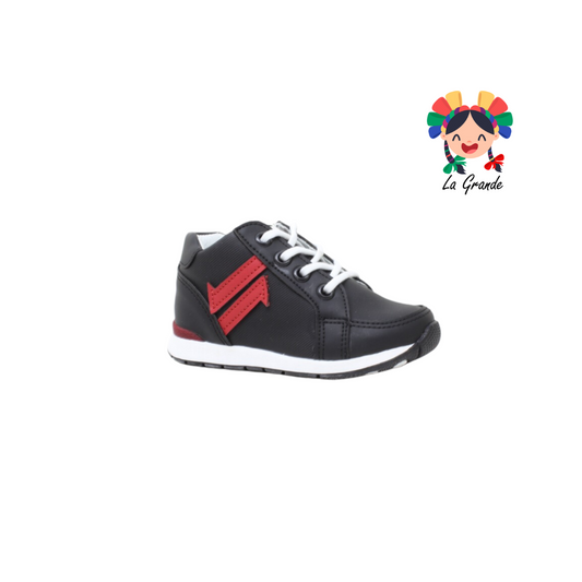218 LUCHO Negro Sint Tenis Casual de Agujeta para Niño